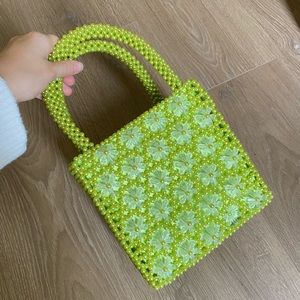 Faux Pearl Beaded Daisy Bag